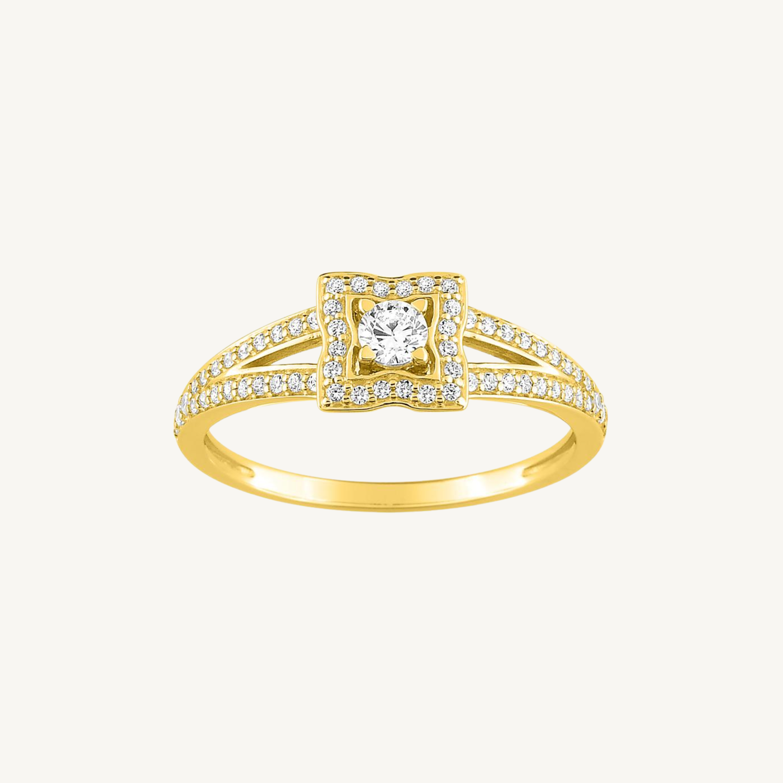 Bague de Fiançailles Florale Or Jaune