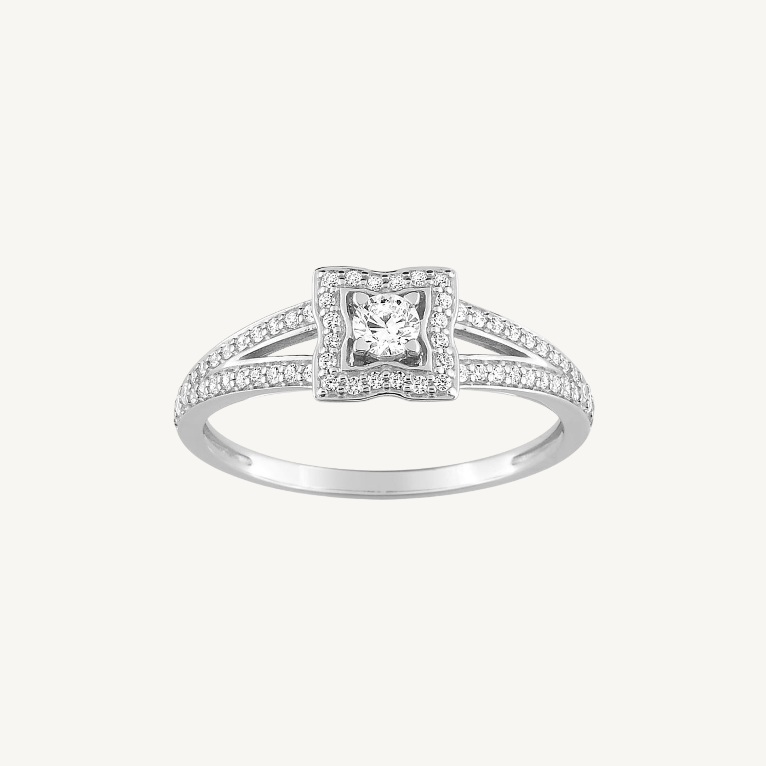 Bague de Fiançailles Florale Or Blanc