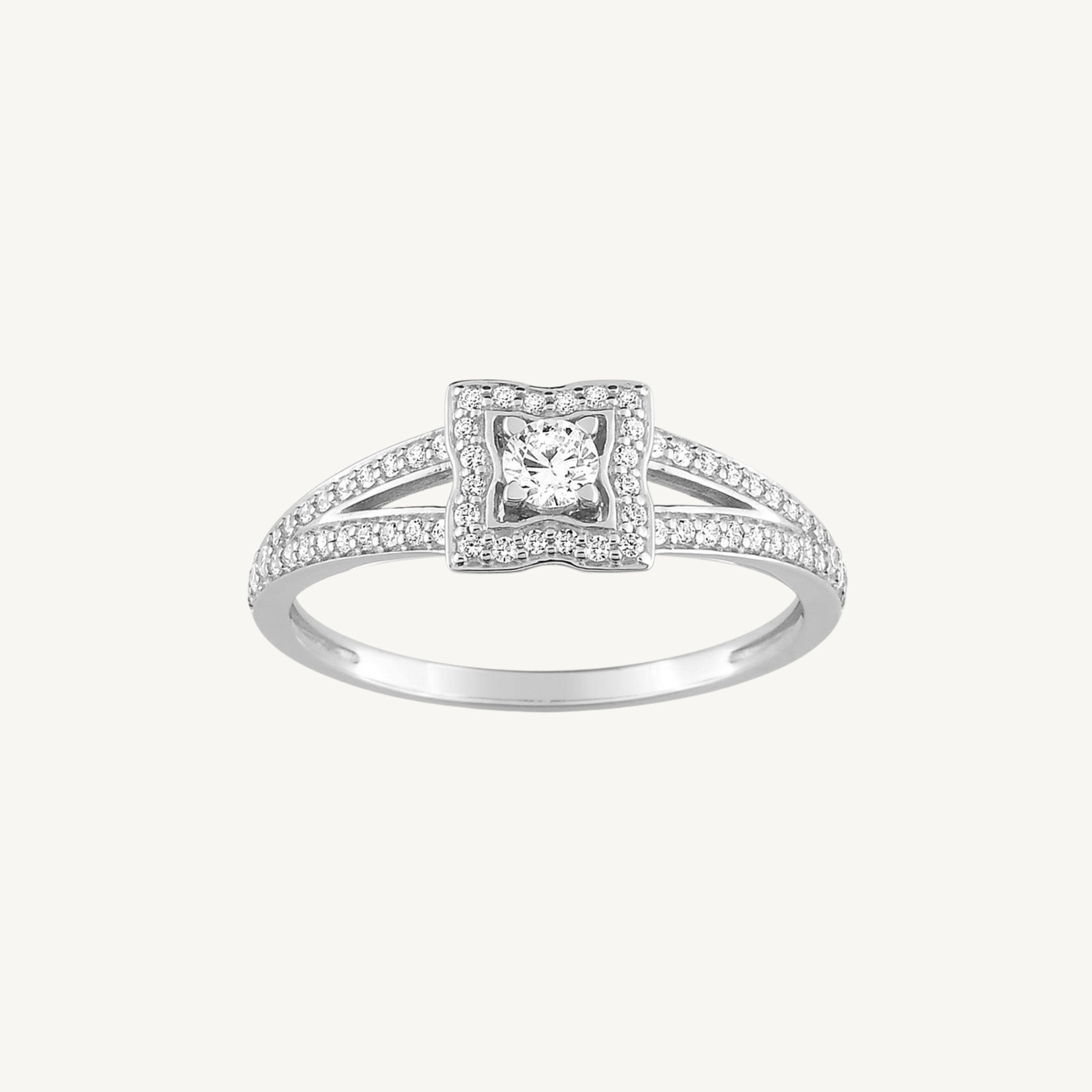 Bague de Fiançailles Florale Or Blanc