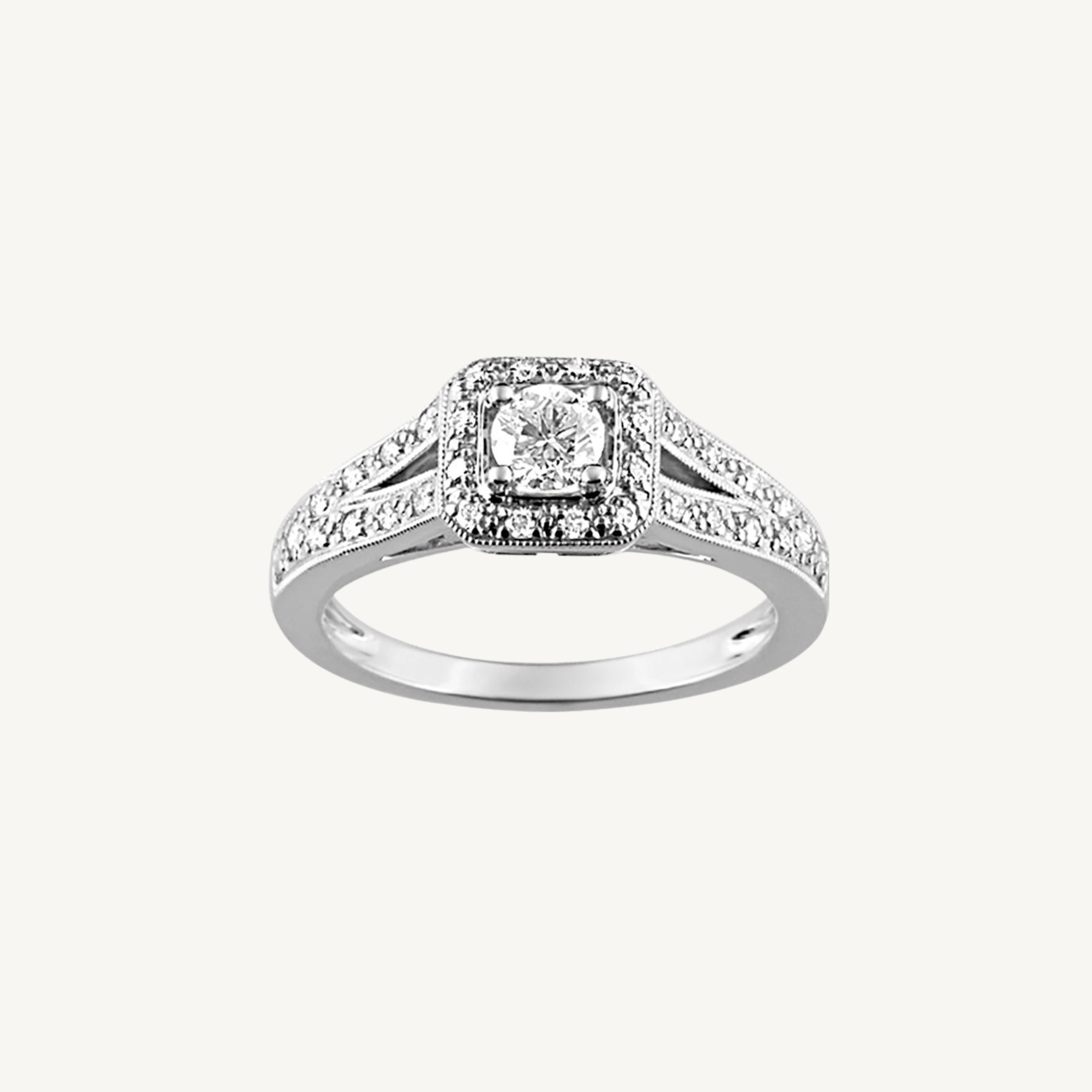 Bague de Fiançailles Coussin Or Blanc
