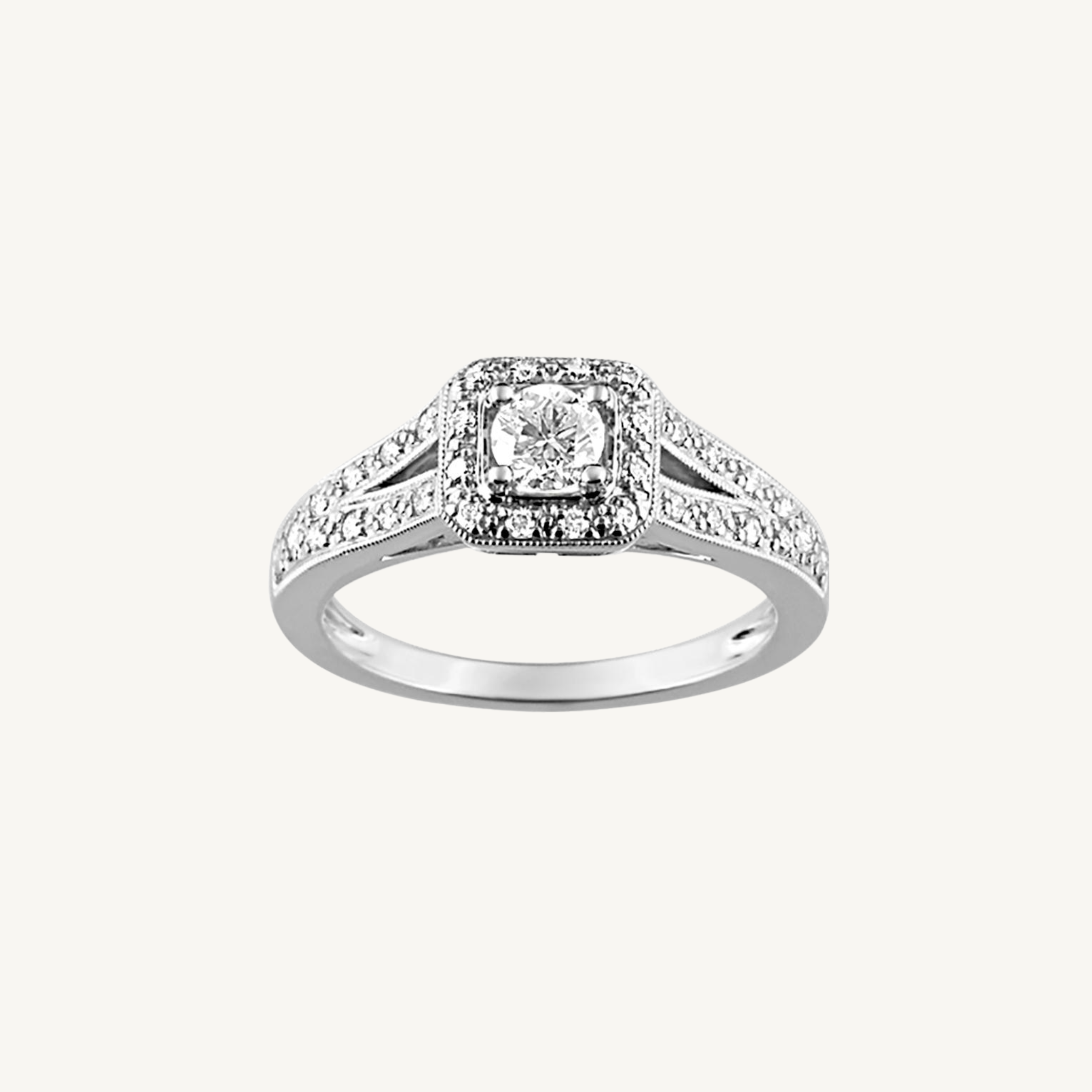 Bague de Fiançailles Coussin Or Blanc