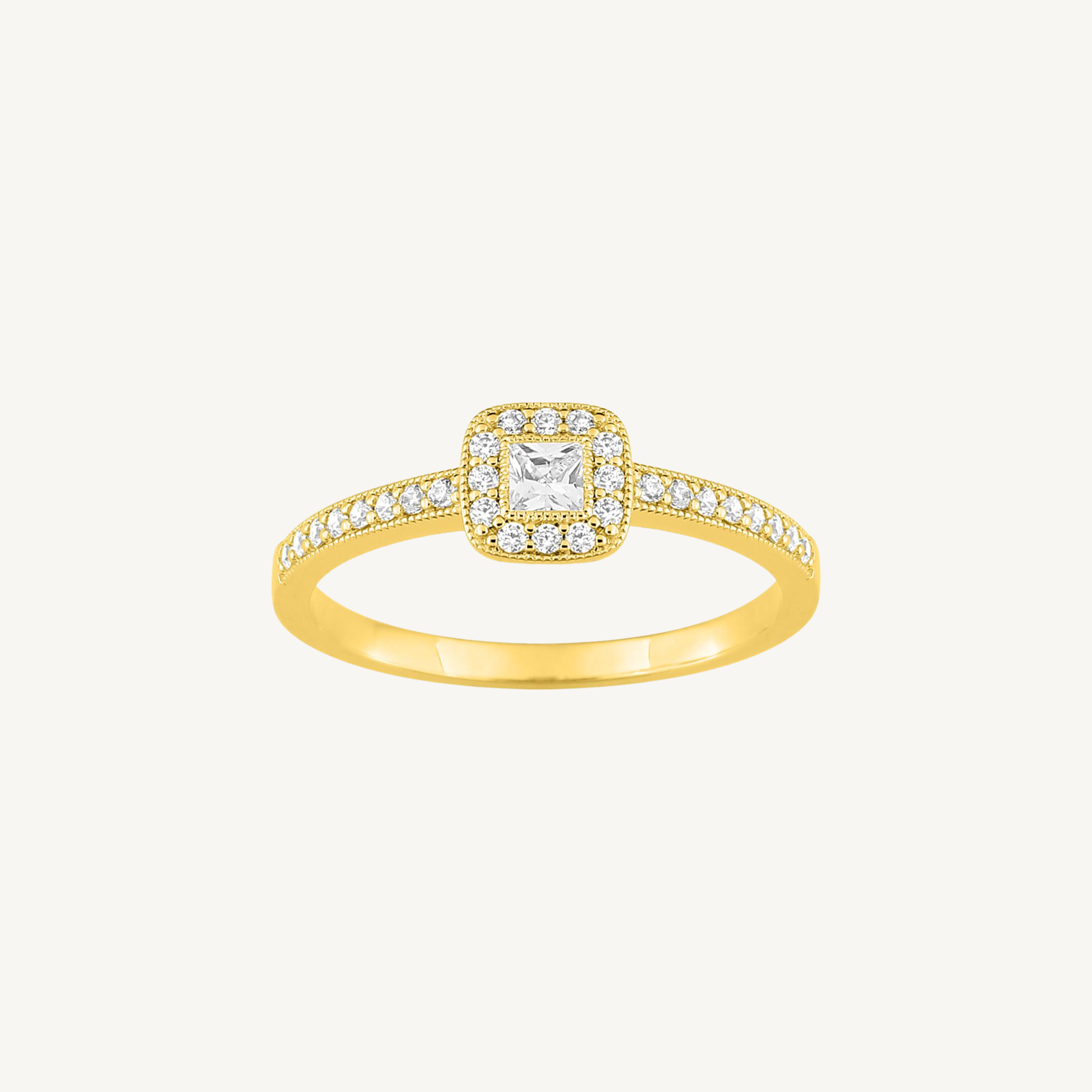 BAGUE DE FIANÇAILLES HALO OR JAUNE