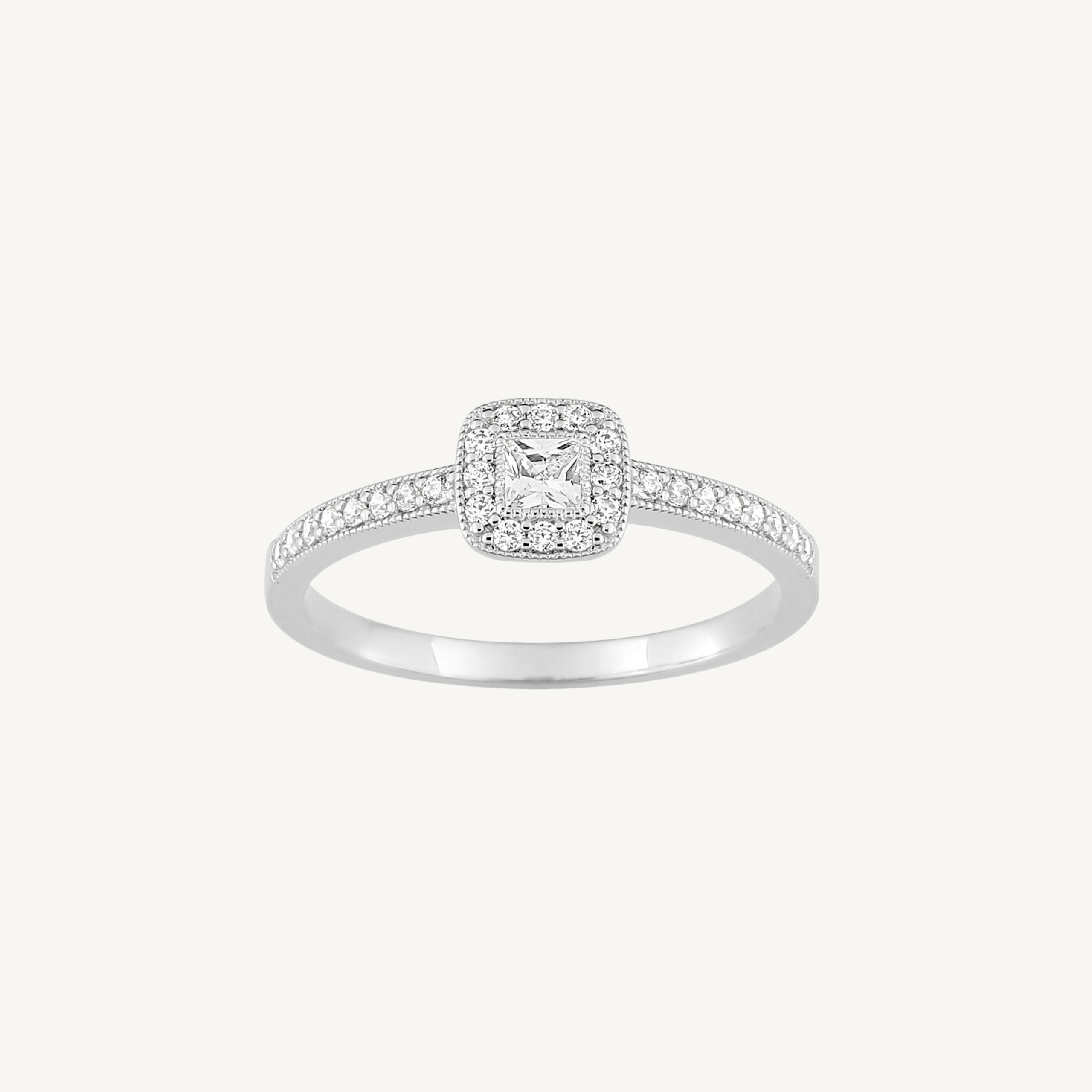 BAGUE DE FIANÇAILLES HALO OR BLANC