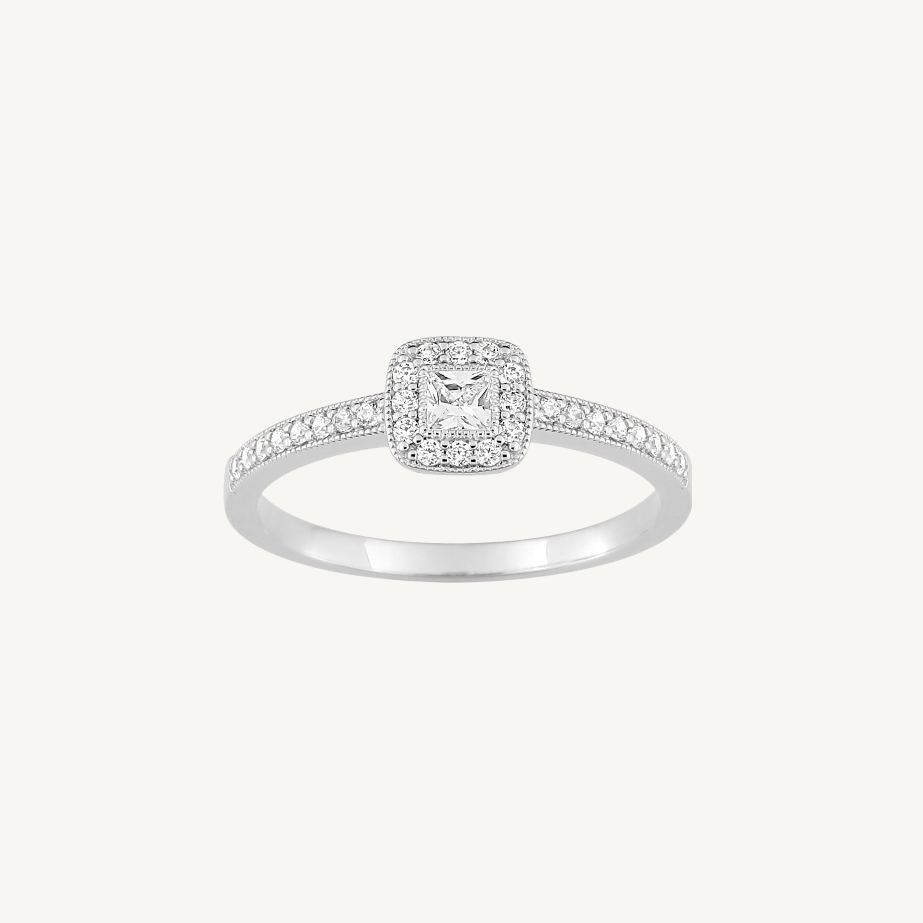 BAGUE DE FIANÇAILLES HALO OR BLANC