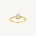 BAGUE DE FIANÇAILLES POIRE HALO OR JAUNE