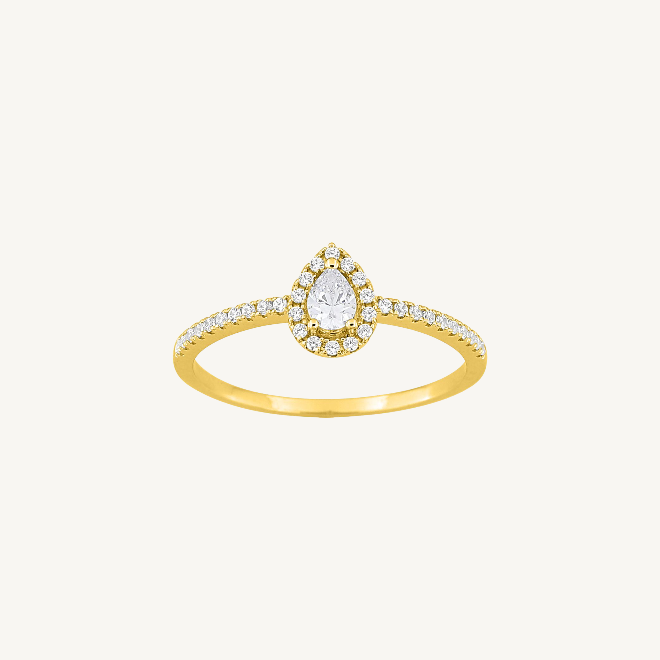 BAGUE DE FIANÇAILLES POIRE HALO OR JAUNE