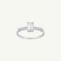 BAGUE DE FIANÇAILLES ÉMERAUDE OR BLANC